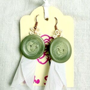 Elegant Green Earrings with White Accents